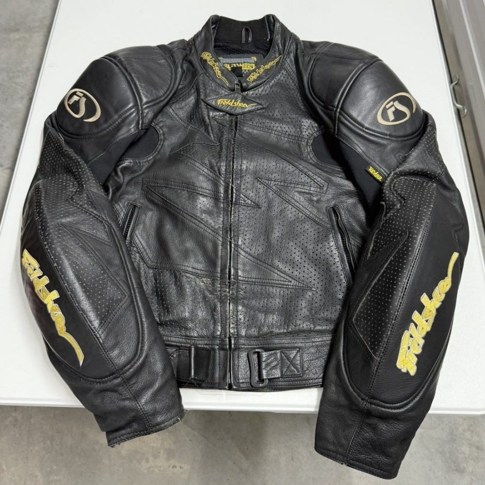 Fieldsheer Mens Black Yellow Armored Leather Motorcycle Racing Jacket Protective